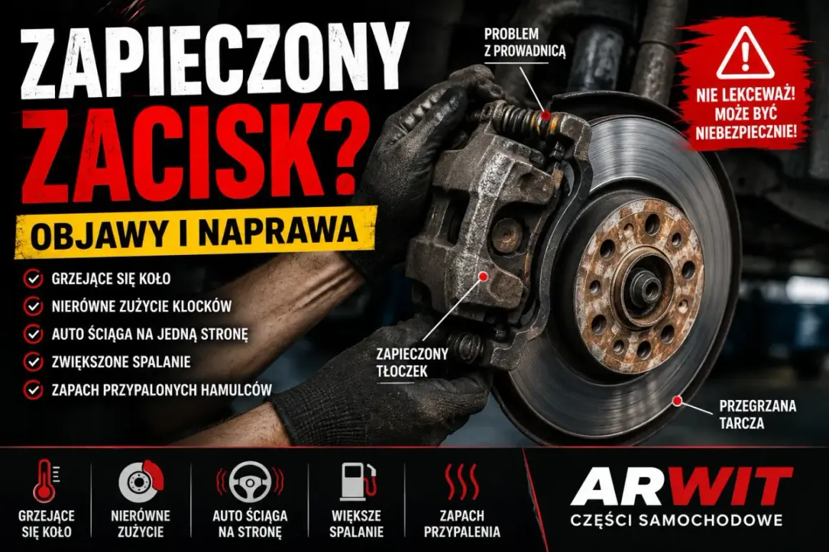 Zapieczony zacisk hamulcowy może prowadzić do przegrzanej tarczy i niebezpiecznych sytuacji na drodze. Sprawdź objawy i naprawę.