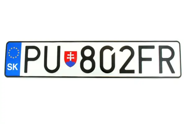 Słowacka tablica rejestracyjna PU-802FR.